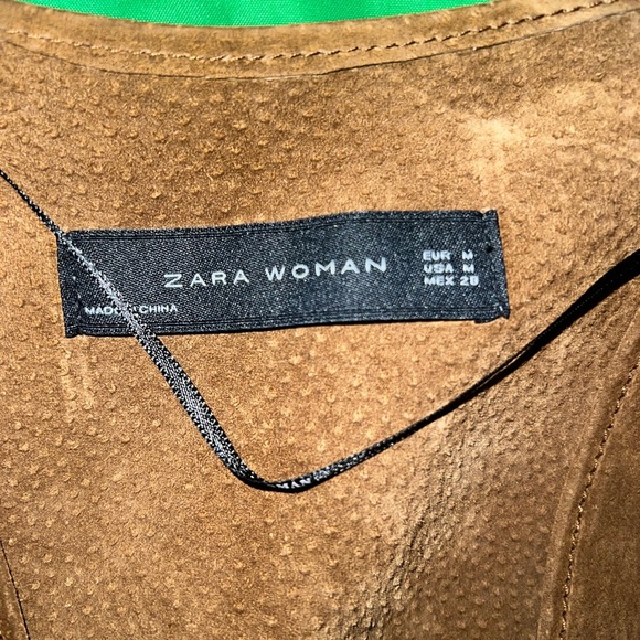 Zara 100% Leather Brown Suede Vest size Medium - Picture 7 of 7